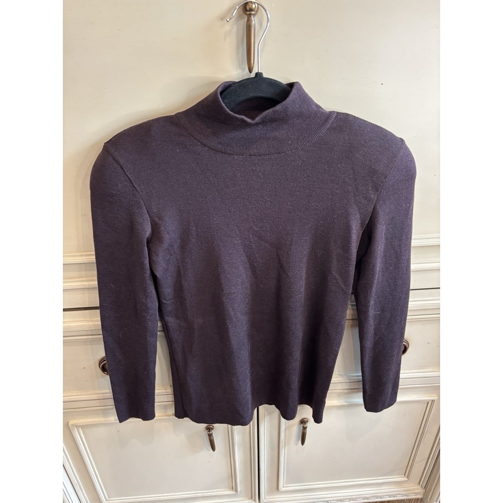 Escada Vintage Turtleneck 100% Wool Made In Germany Burgundy Shoulder Pads 36/4